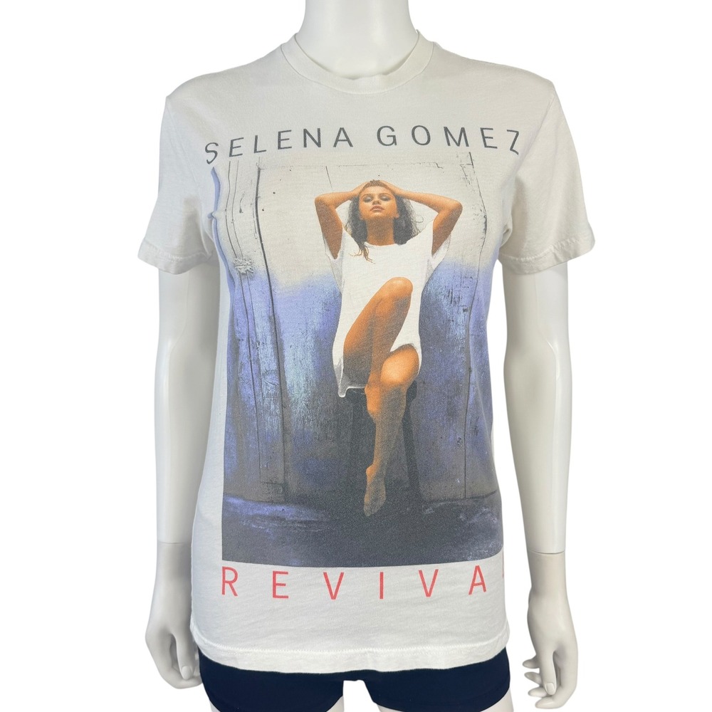 Selena Gomez Revival Tour 2016 Concert T-Shirt White Graphic Tee Streetwear XS